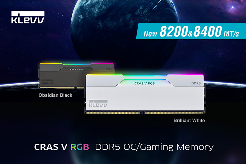 KLEVV INTRODUCES CRAS V RGB KIT WITH DDR5-8400 WITH ALL-NEW BRILLIANT WHITE EDITION